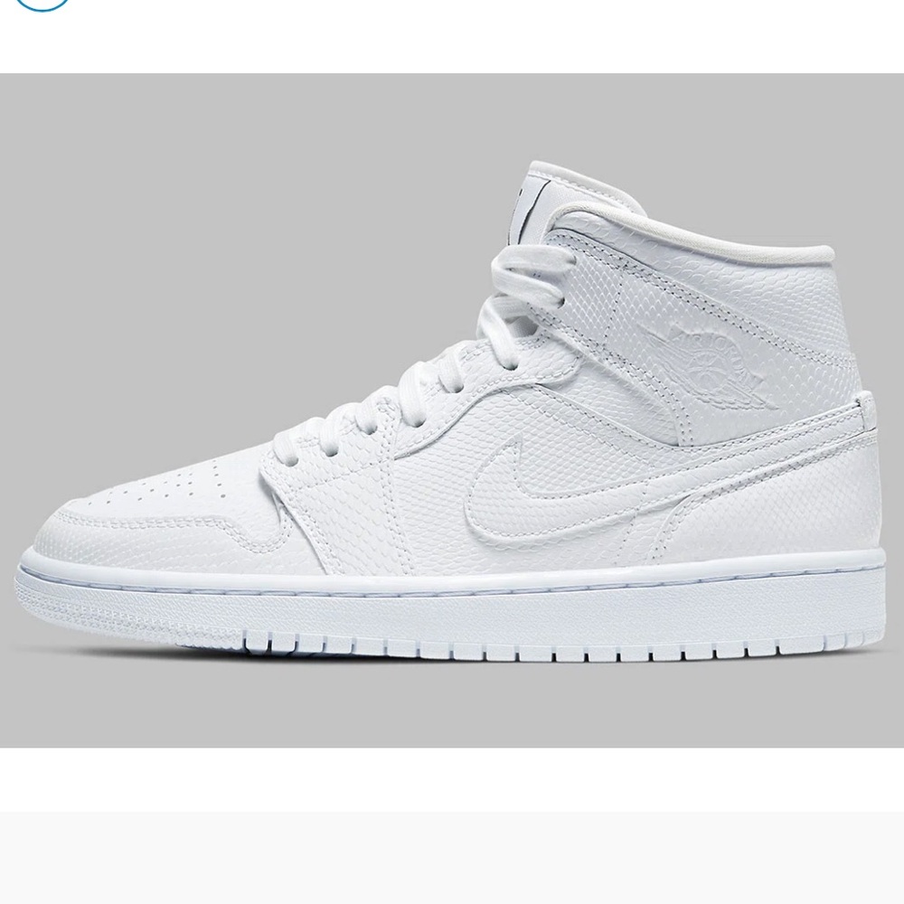 Jordan 1 Mid All White Snakeskin